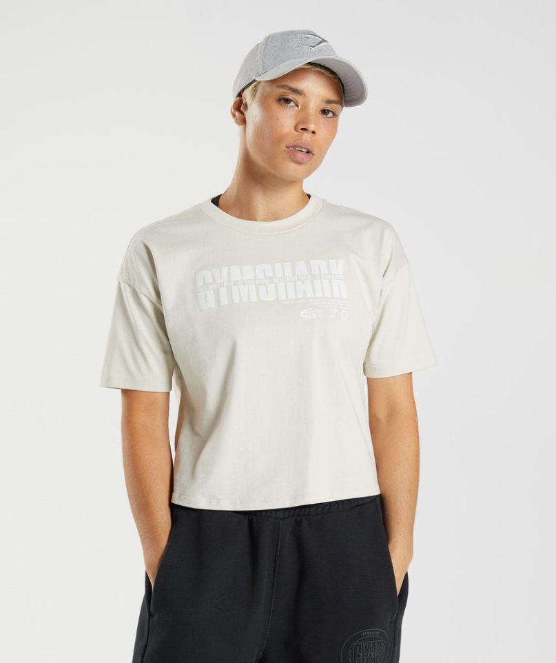 Przycięte Topy Gymshark GS10 Year Midi Damskie Kremowe | PL 493QZR